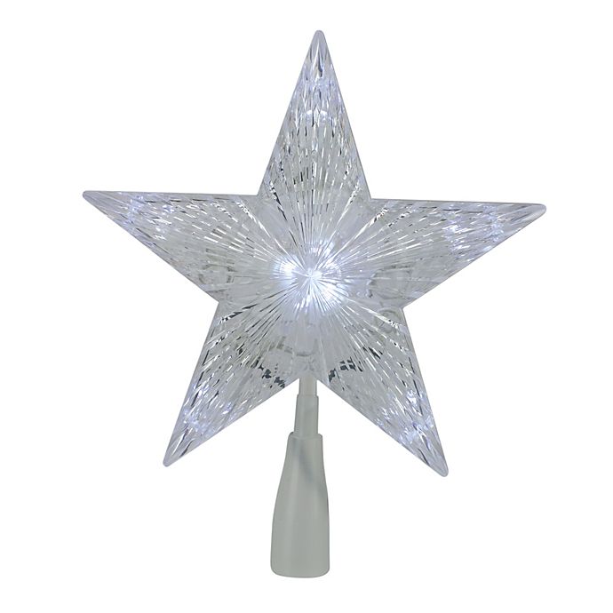 Kurt Adler 10/L 5Pt Silver Glitter Star Tree Topper 
