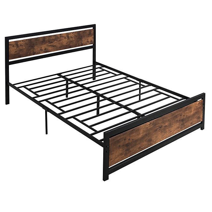 Homcom Queen Platform Bed Frame With, How To Attach A Wooden Headboard Metal Bed Frame