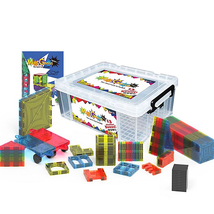 storage container Mag-Genius Magnet Tiles Sticks Building Toy Blocks 