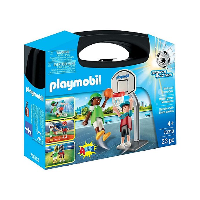 Playmobil accessory BLUE PLASTIC CARRY CASE 10 x 7 1/2 x 2 inches 
