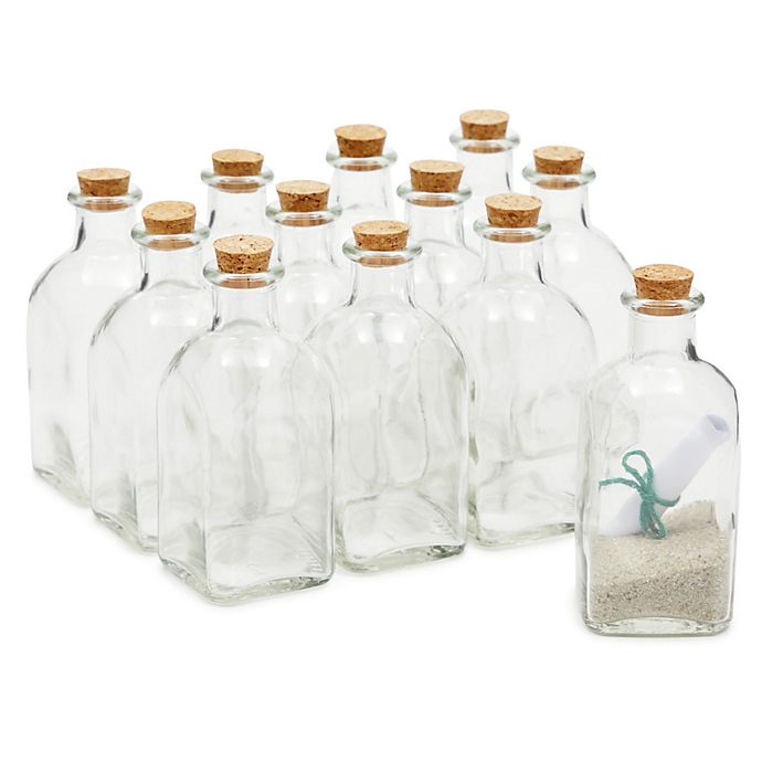 3 6 9 12 Glass Storage Bottle Jars Vials Cork Stopper Lid Kitchen Cruet Food Set 