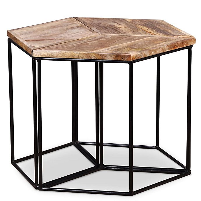 vidaXL Solid Mango Wood Coffee Side Accent Table 2 Shelves Handmade Home Decor 
