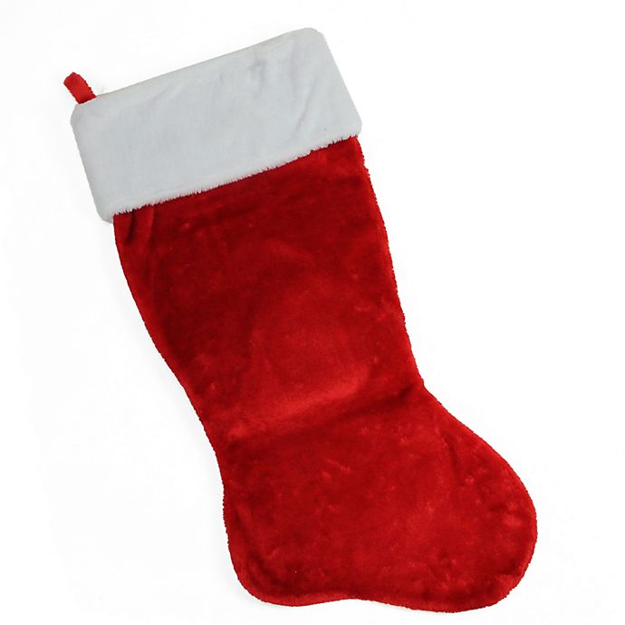 PLUSH 13" CHRISTMAS STOCKING RED & WHITE SOCK NWT HOLIDAY DECORATING GIFTS 