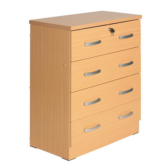 Cindy 4 Drawer Chest Wooden Dresser, How To Add A Lock Dresser Drawer