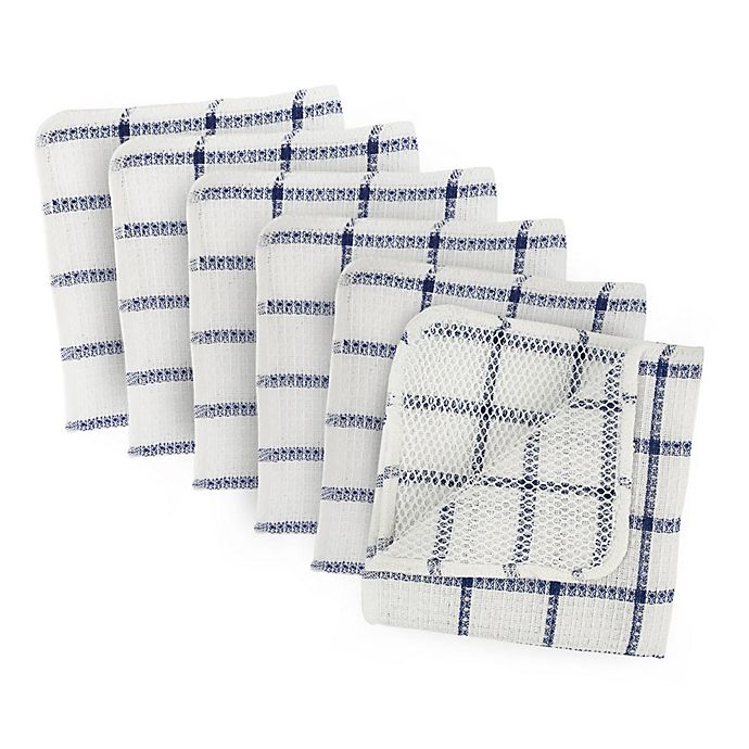 Packs Navy Blue Windowpane Pattern Microfiber Dish Scrubbers Dish Cloths 2-ct 