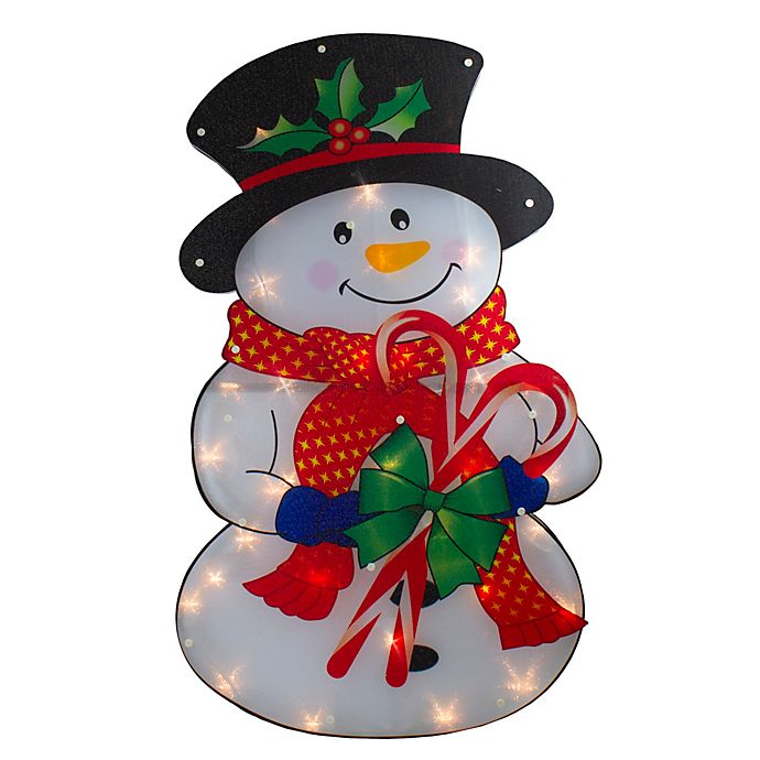 Christmas Snowman Welcome Doormat Candy Canes Indoor Outdoor 18"x30" 