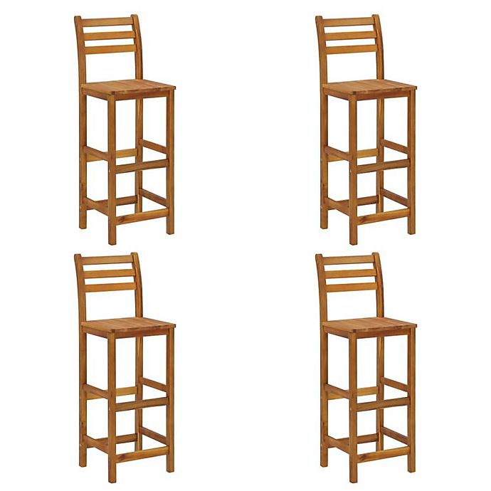 HOMCOM Kitchen Bar Stools Chairs w/ Footrests Acacia Wood Teak Colour Counter 