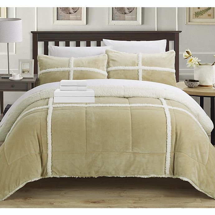Chic Home Camille Mink Chloe Sherpa Soft Microfiber 7 Pieces Comforter Sheet Set Bed In A Bag - Queen 86\