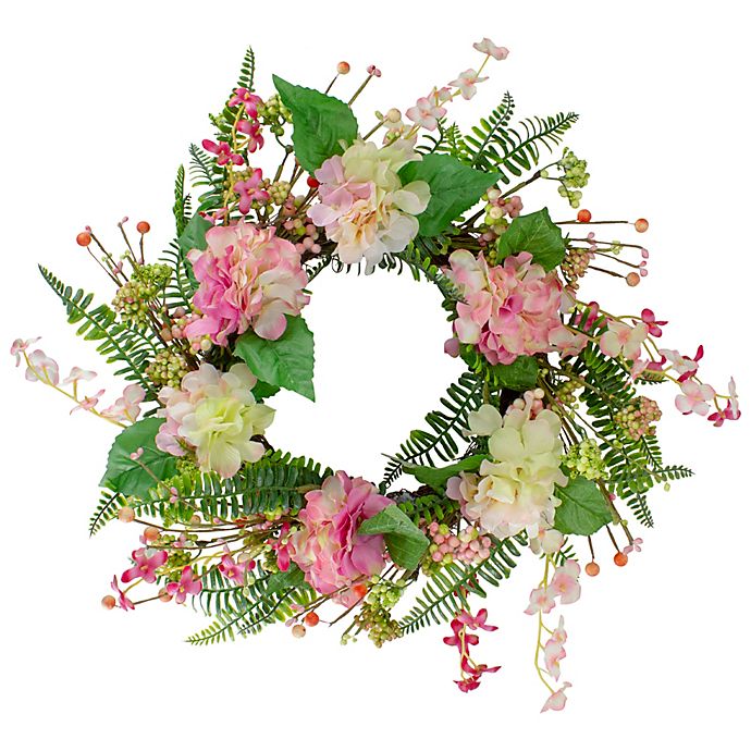Decorative Natural Looking Artificial Spring 20" Peony Hydrangea Wreath Plants 