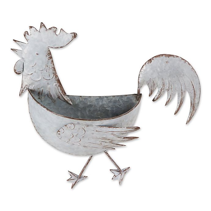 Rooster or Hen or Set Galvanized Metal Wall Planters Indoor Outdoor Farmhouse 