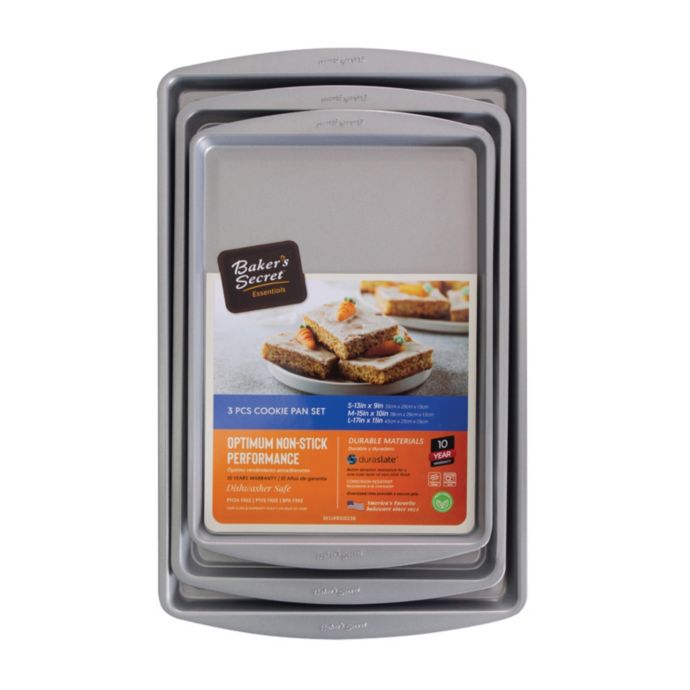 BAKER'S SECRET 2 Pieces Premium Non-stick Durable Small Cookie Pan 13in x 9in 