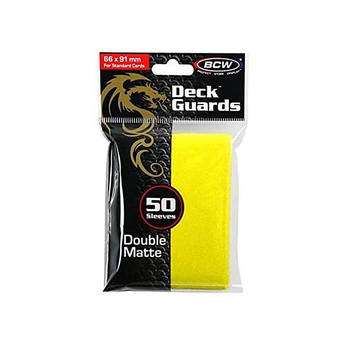 50 BCW Deck Guard Yellow Protective Card Sleeves Double Matte 66mm X 91mm for sale online 