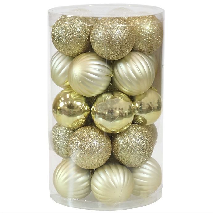 10 Pack 60mm Gold Christmas Tree Decoration Glass Baubles 