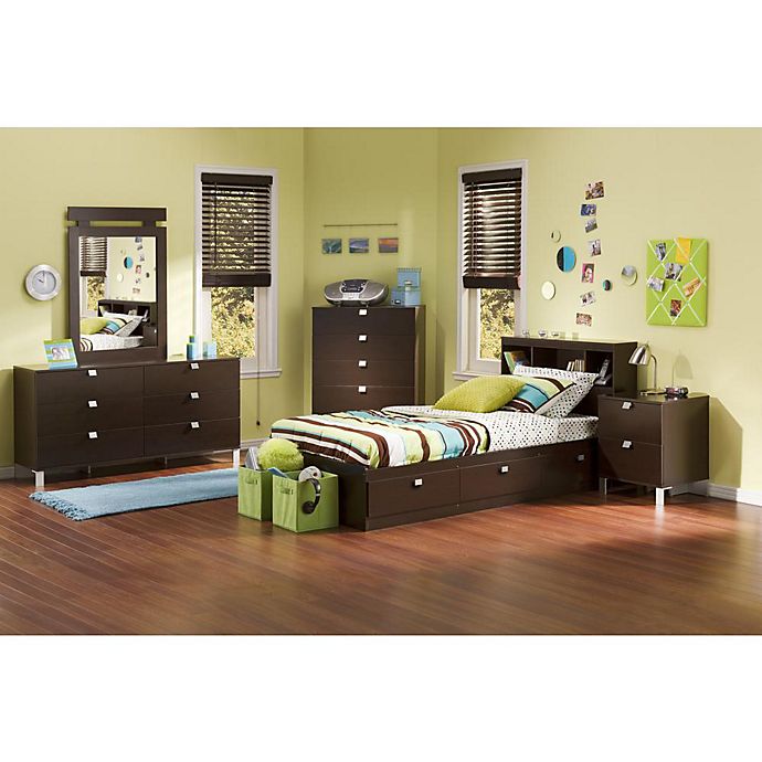 South Shore Cakao Kids Twin Storage Mates Bed Frame Only in Chocolate Finish 