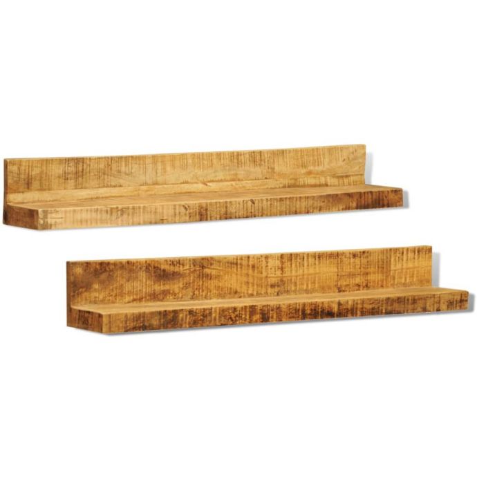 HOME IDEAS SET OF 2 MATT WOOD WOODEN FLOATING WALL CUBE DISPLAY SHELF UNIT NEW 