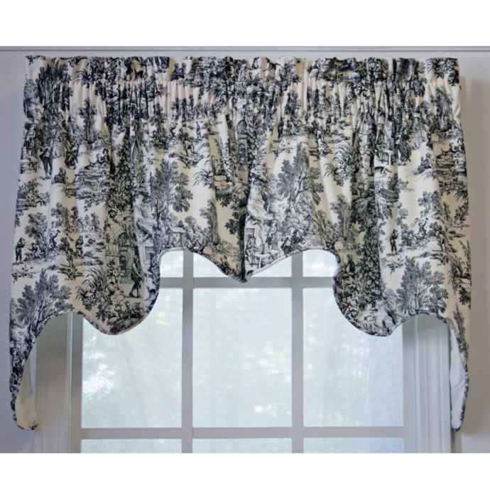 Black White Toile Window Curtain Valance 