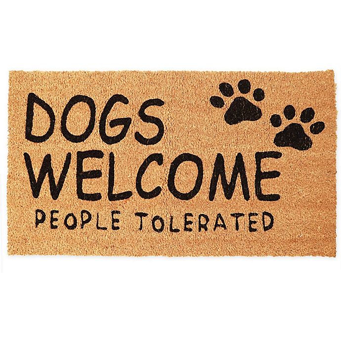 100% Natural Coir Fiber Peace Love Dogs Laser Engraved Welcome Mat 