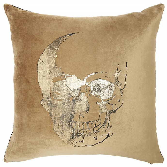 Mina Victory Luminecence Metallic Skull Beige/Gold Pillow - 20\