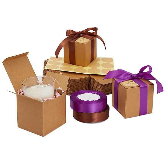 Brown Cardboard Kraft Tuck Top Gift Boxes with Lids 3x3x3 20 Pack 