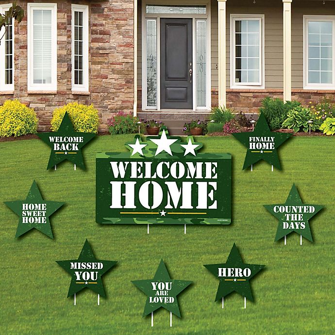 Corrugated Plastic Welcome Home Yard Lawn Garden Decor Sign With Metal Stakes 