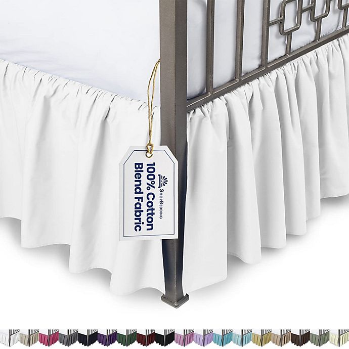 SHOPBEDDING Ruffled Bed Skirt with Split Corners - Twin, White, 18 Inch Drop Cotton Blend Bedskirt (Available in 14 Colors) - Blissford Dust Ruffle.