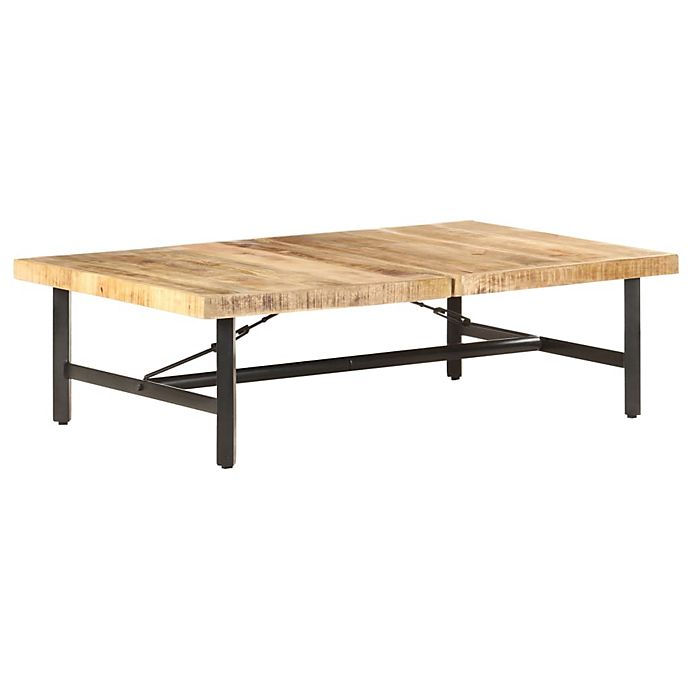 vidaXL 3 Piece Solid Mango Wood Table Set Steel Coffee Table Living Room Table 