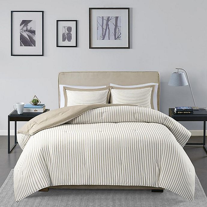 Down Alternative Comforter Jacquard Stripe 100%Brushed Microfiber Hypoallergenic 