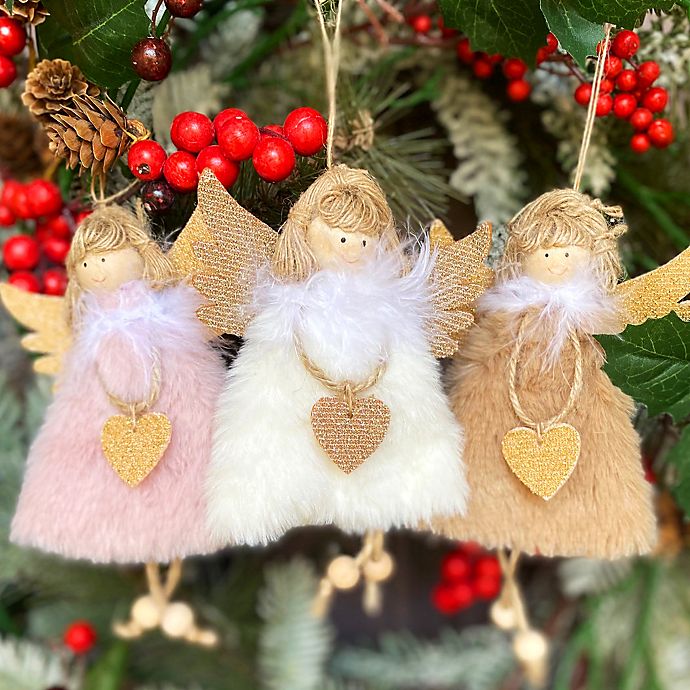 3pcs Hanging Ornaments Christmas Decorations Angel Shape Accessories Plush Toy 