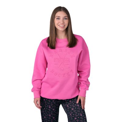 Pull &agrave; col rond en relief rose adulte Barbie x CCM