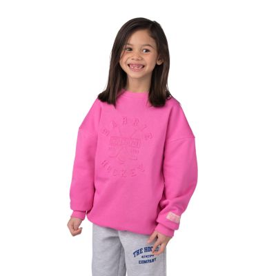 Pull &agrave; col rond en relief rose jeunesse Barbie x CCM