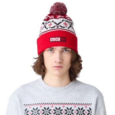Holiday Red Pom Knit Hat Adult