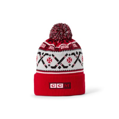 Holiday Red Pom Knit Hat Adult