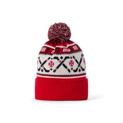 Holiday Red Pom Knit Hat Adult
