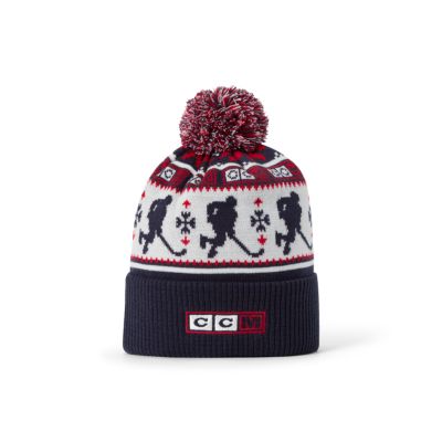 Holiday Navy Pom Knit Hat Adult