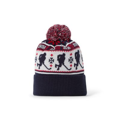 Holiday Navy Pom Knit Hat Adult