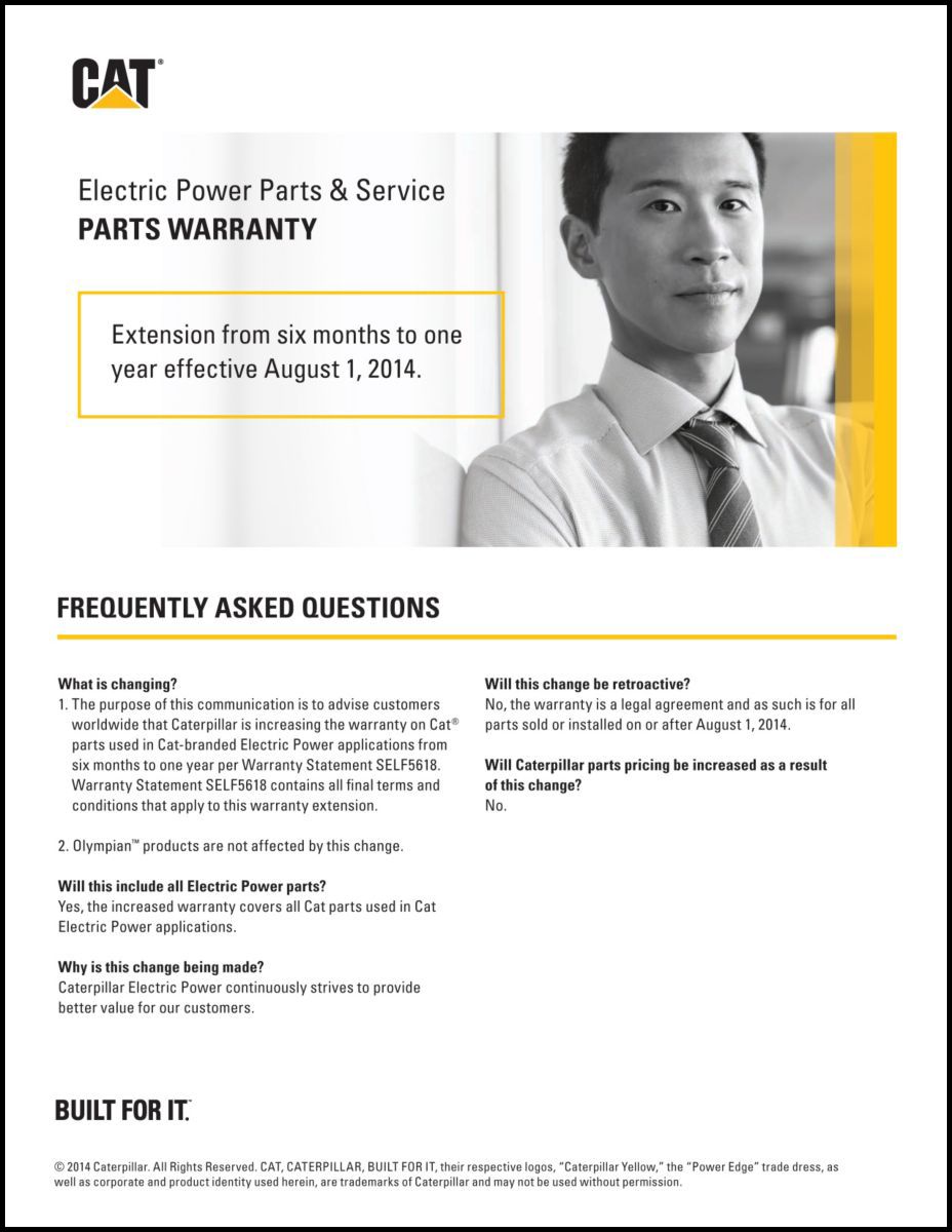 Garansi Suku Cadang Sistem Pembangkit Daya Cat