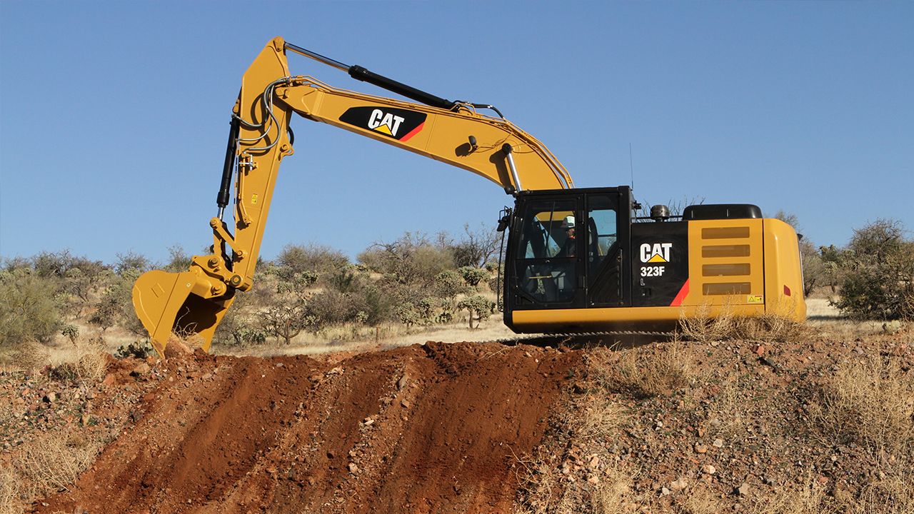 Close-up of an excavator with a Clean-up Bucket