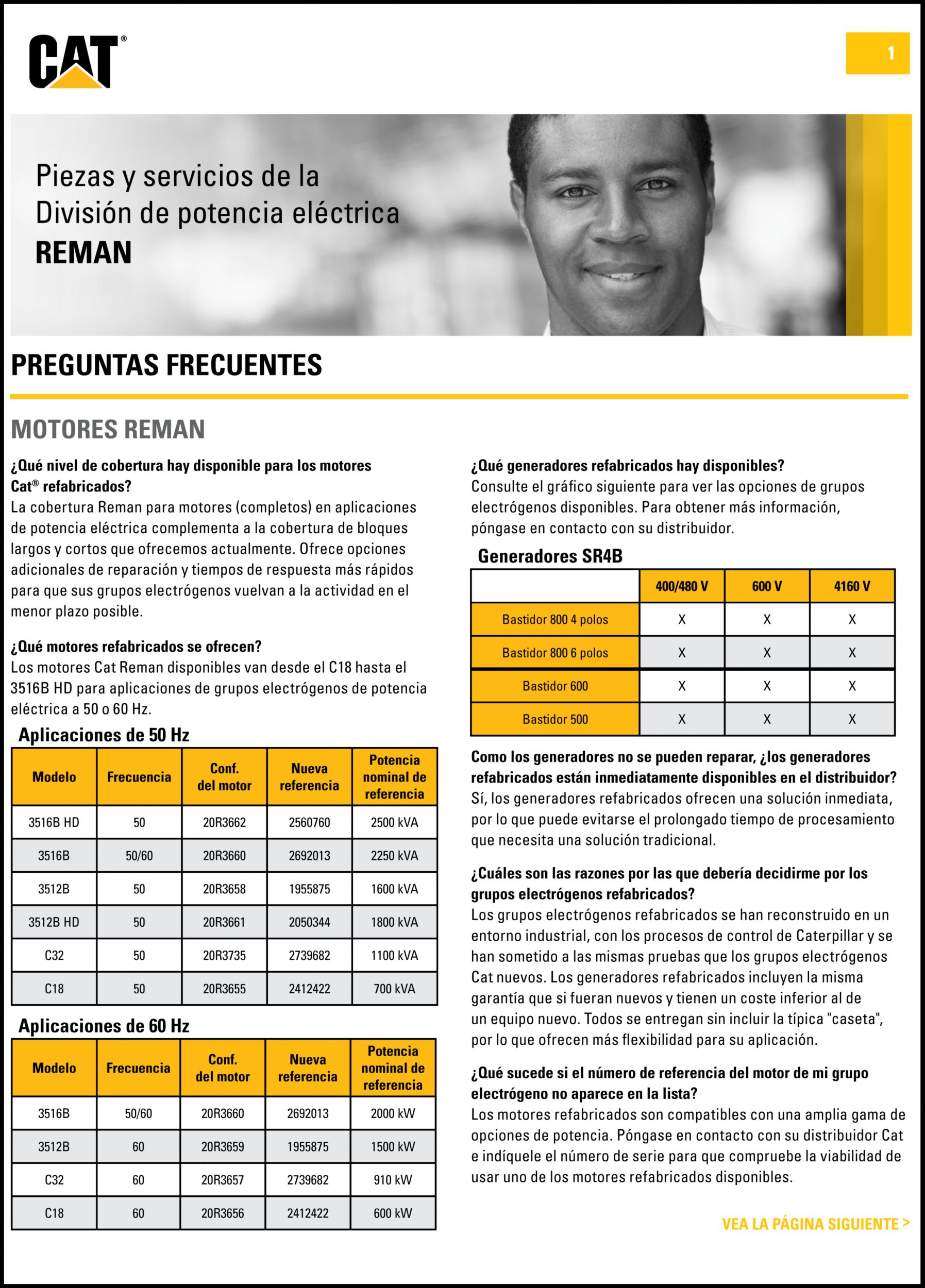 Servicio de postventa de la División de energía eléctrica Cat®: productos refabricados