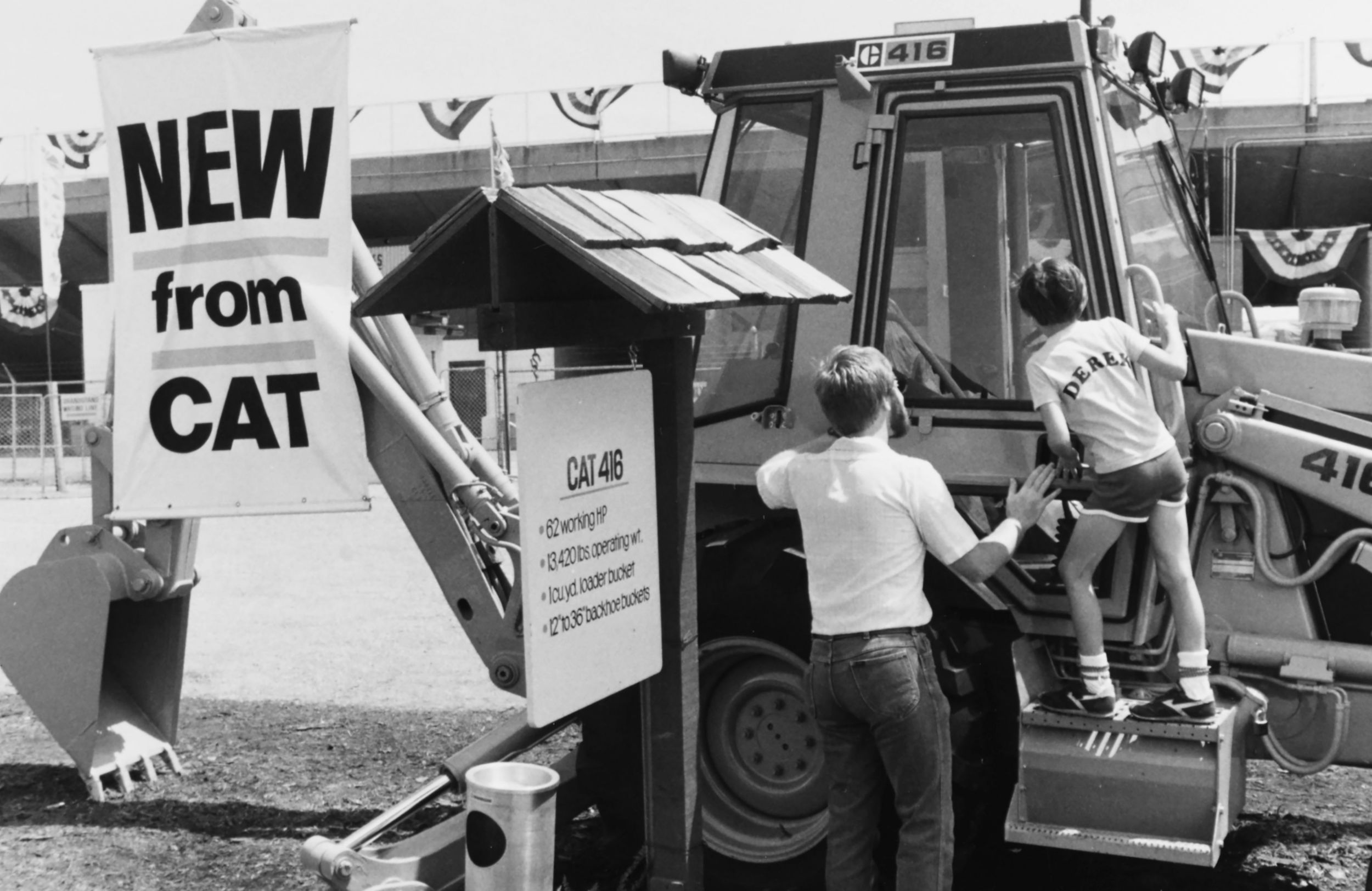 Expanded Cat® Backhoe Line on display in 1986.