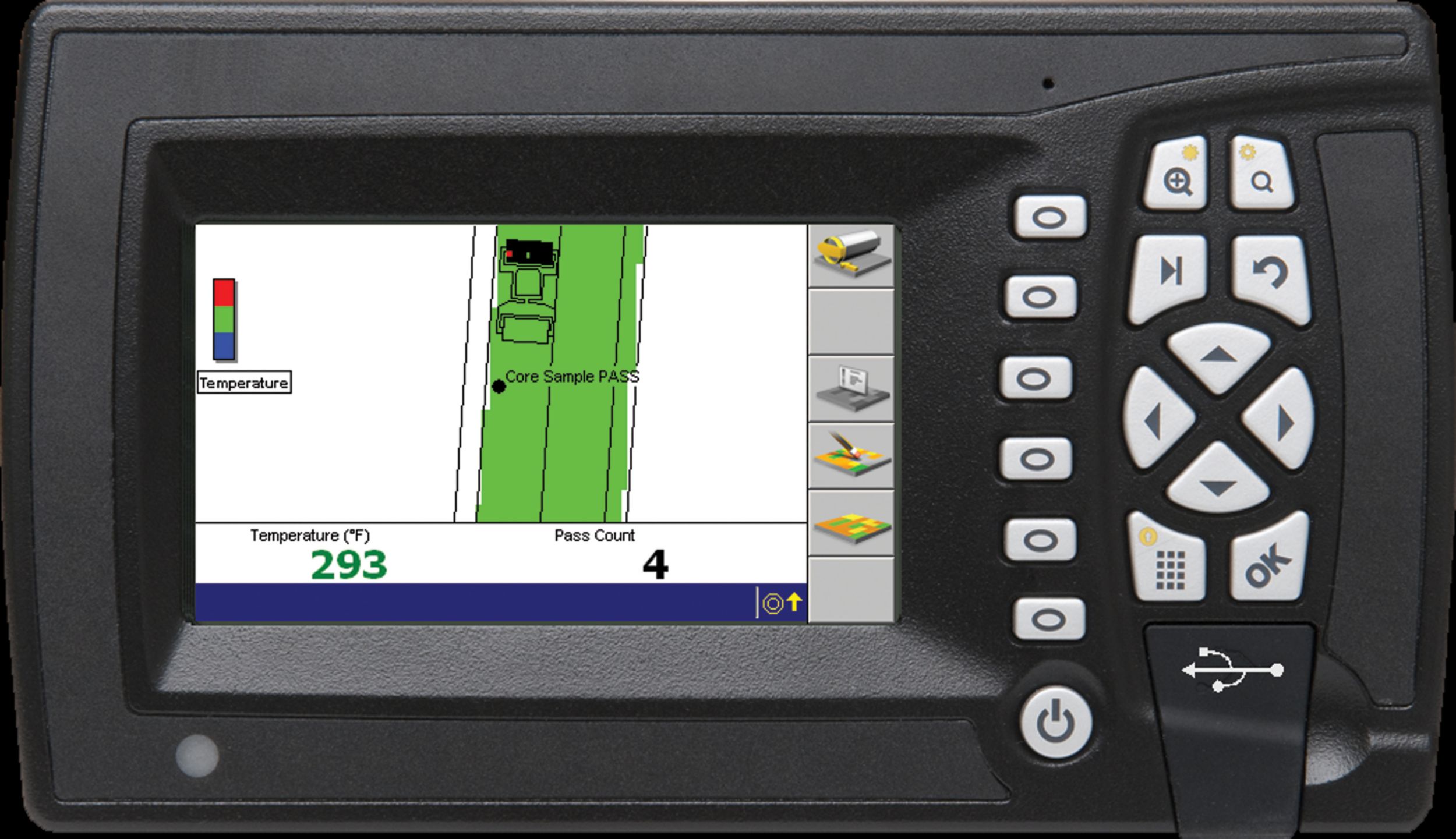 Cat Compact mit Darstellung der Anzahl der Durchgänge und der Temperatur