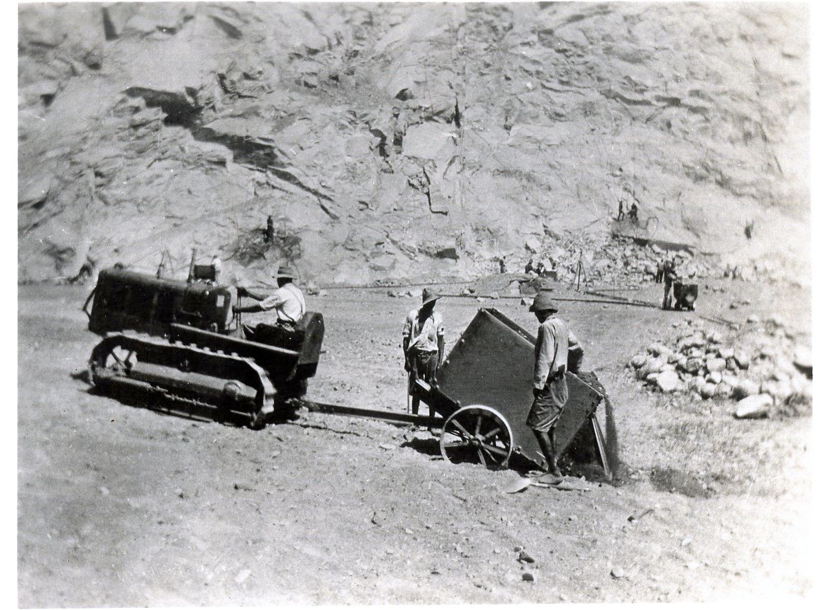 Caterpillar Twenty-Five track-type tractor operating in Quarry, 1933. 