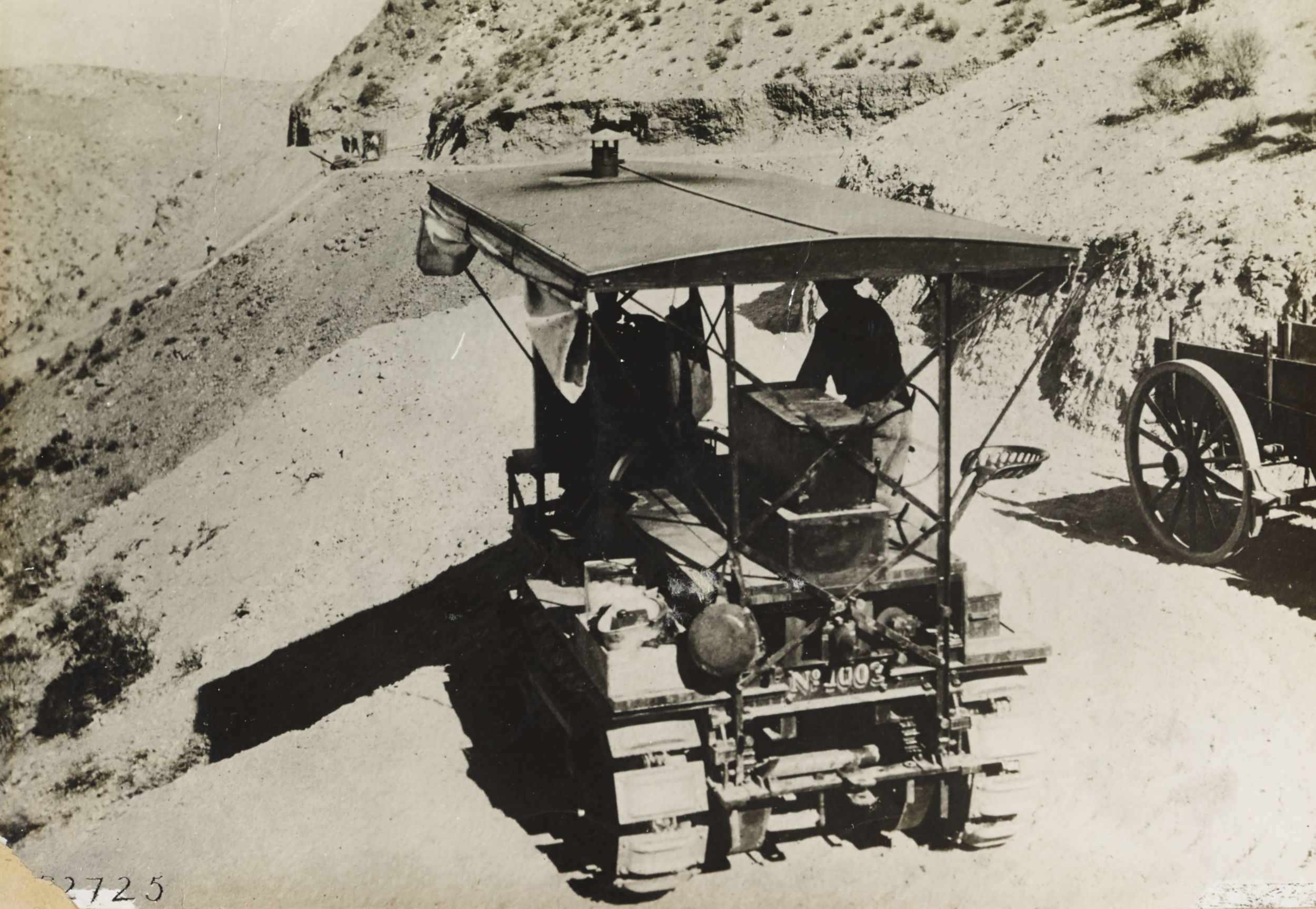 Holt Caterpillar No. 1003, track-type tractor working on the Los Angeles Aqueduct project.