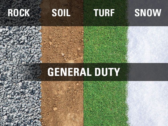 General Duty suitable for Gravel, Dirt, grass, and snow