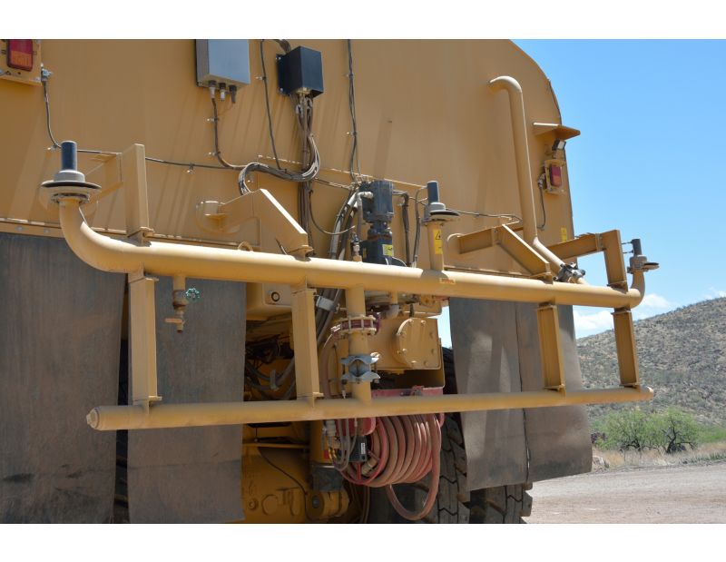 Water Delivery System spray bar view on a water truck at the Tuscon Proving Ground (TPG)