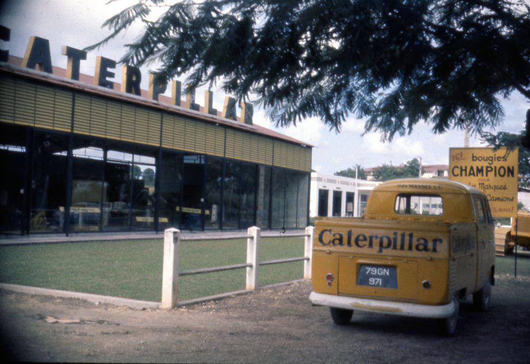 Service truck outside Caterpillar building