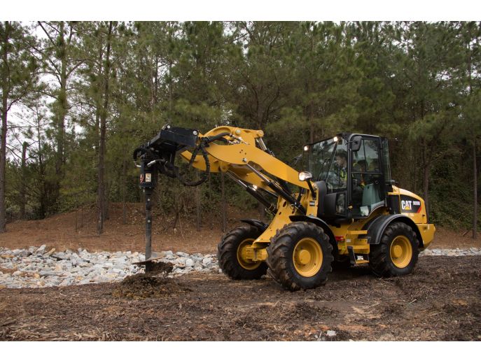 Cat® Auger at Work on a 908M Compact Wheel Loader