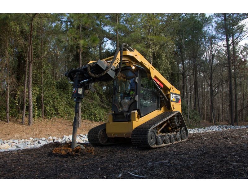 Cat® Auger at Work on a 277D Multi Terrain Loader