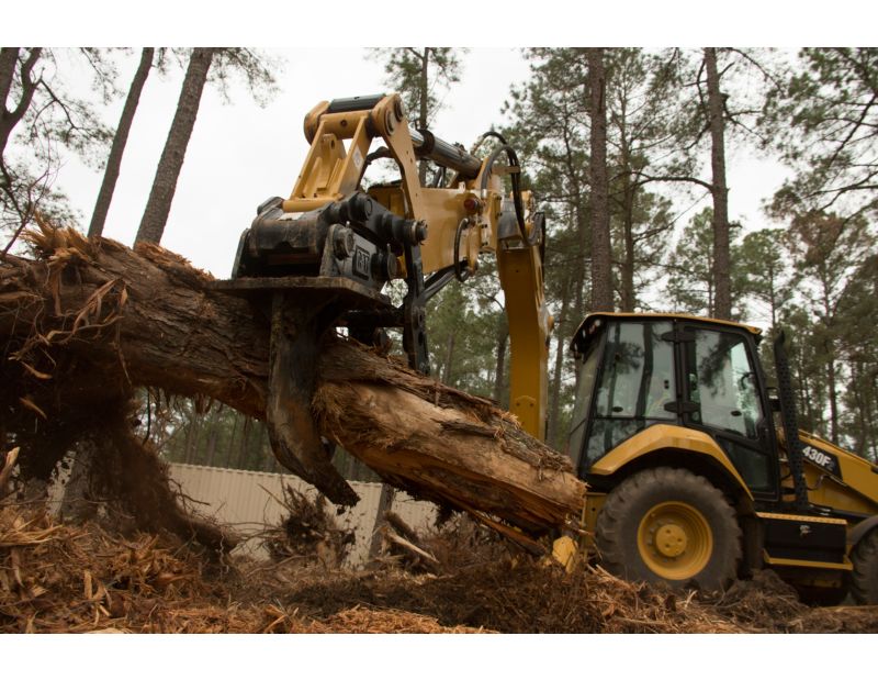 Cat® 420F2 Backhoe Loader with Thumb and Ripper in Working Application