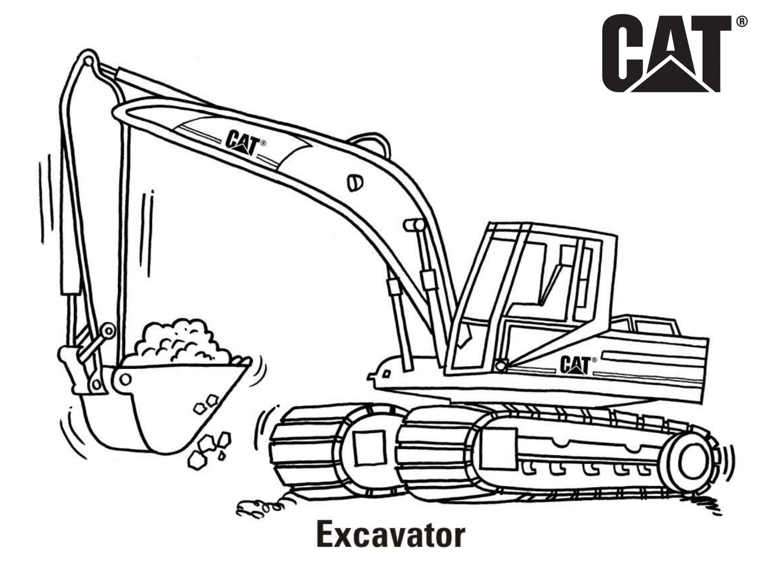 Digger colouring pages