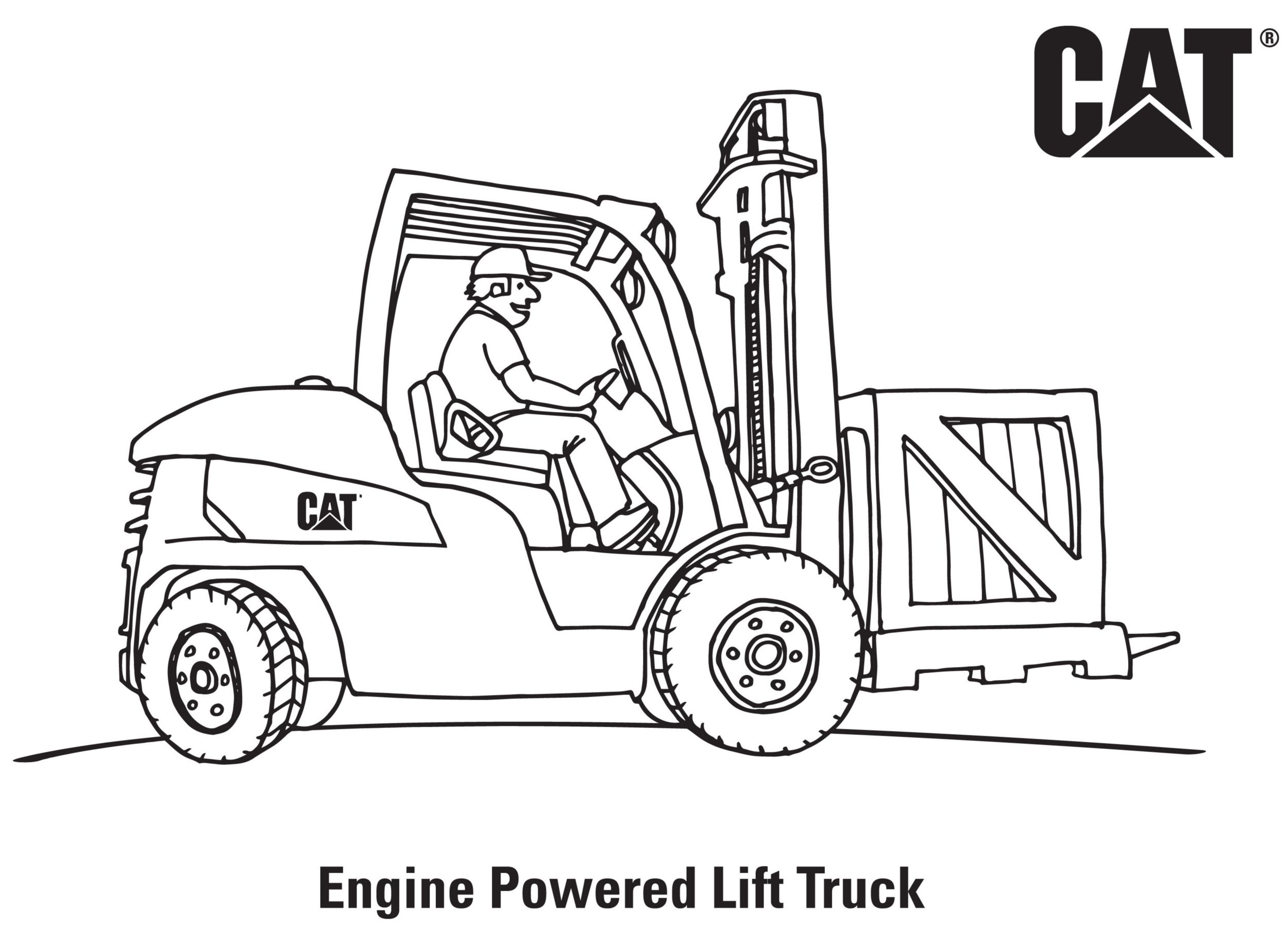 caterpillar excavator coloring pages